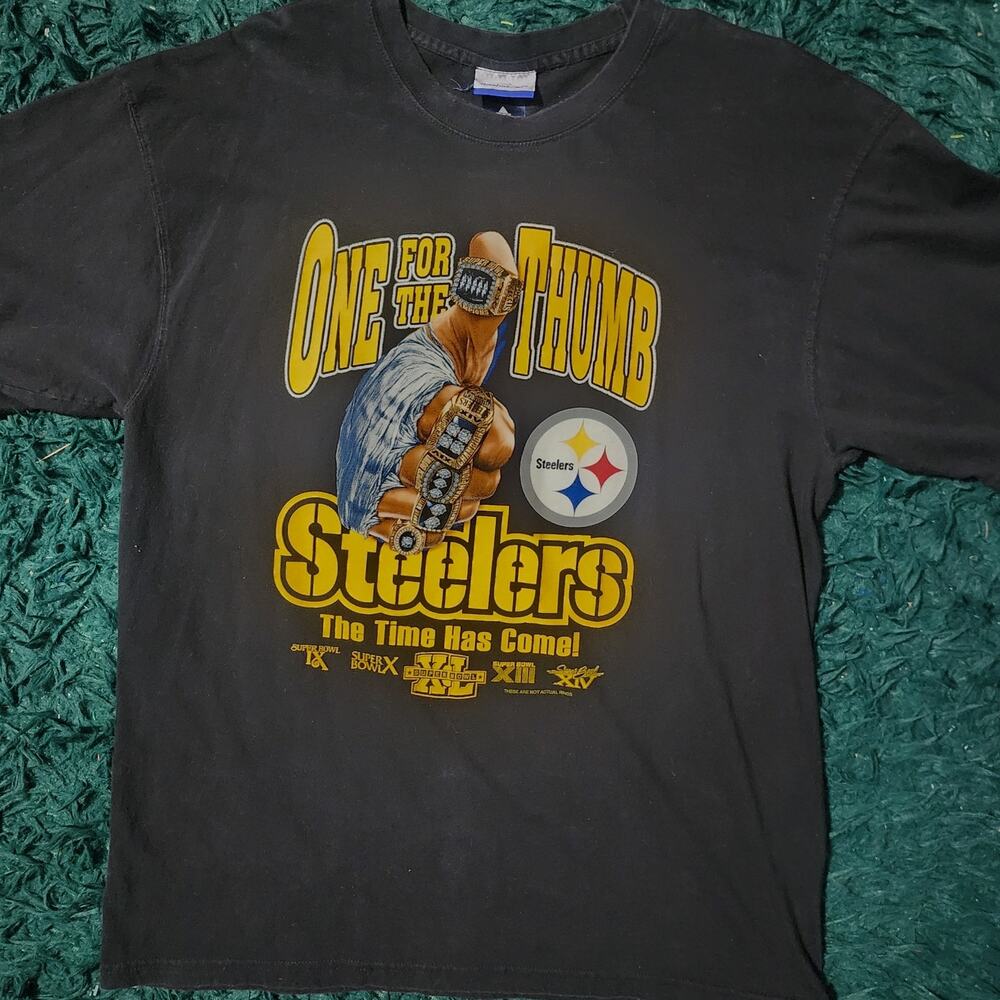 Vintage Reebok Pittsburgh Steelers “One for the Thumb” Tee XL Black